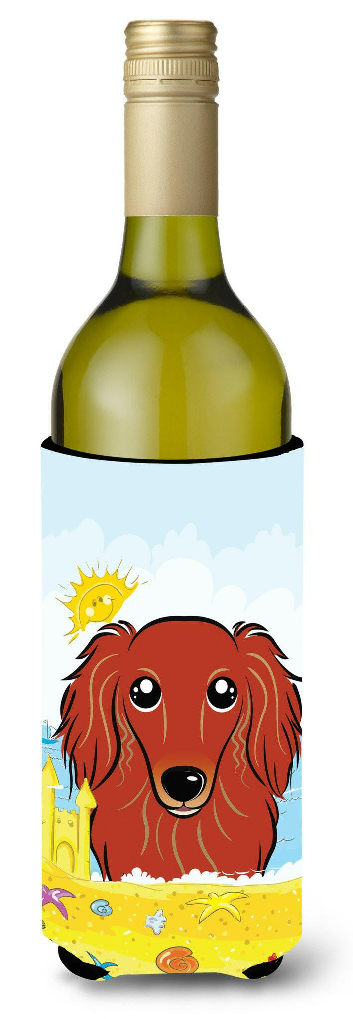 Longhair Red Dachshund Summer Beach Wine Bottle Beverage Insulator Hugger BB2082LITERK by Caroline's Treasures