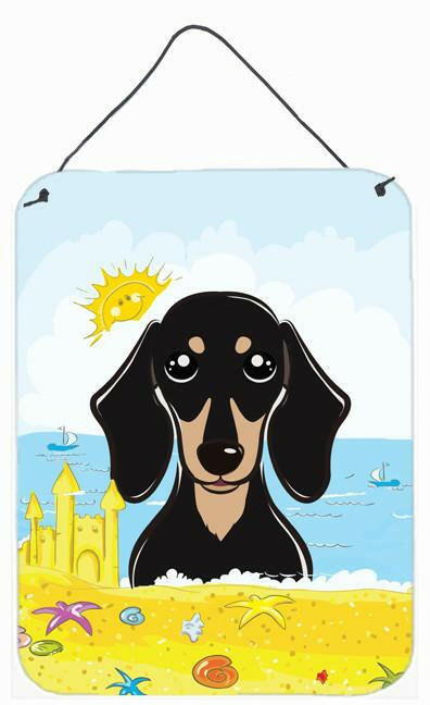 Smooth Black and Tan Dachshund Summer Beach Wall or Door Hanging Prints BB2083DS1216 by Caroline&#39;s Treasures