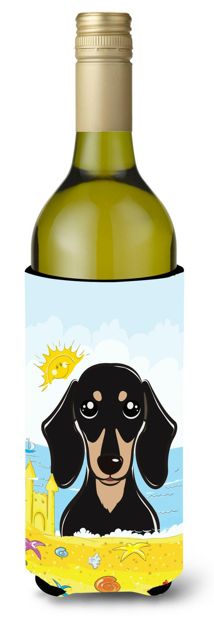 Smooth Black and Tan Dachshund Summer Beach Wine Bottle Beverage Insulator Hugger BB2083LITERK by Caroline&#39;s Treasures