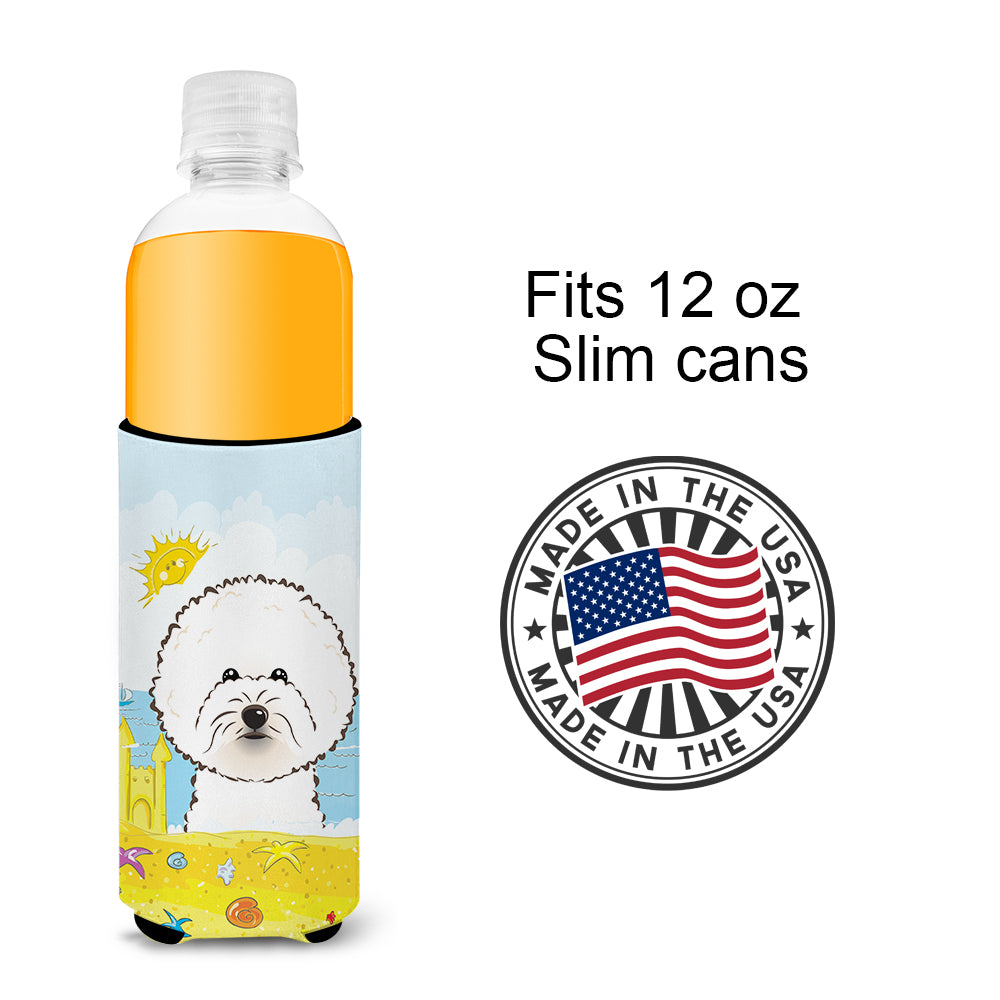 Bichon Frise Summer Beach  Ultra Beverage Insulator for slim cans BB2085MUK
