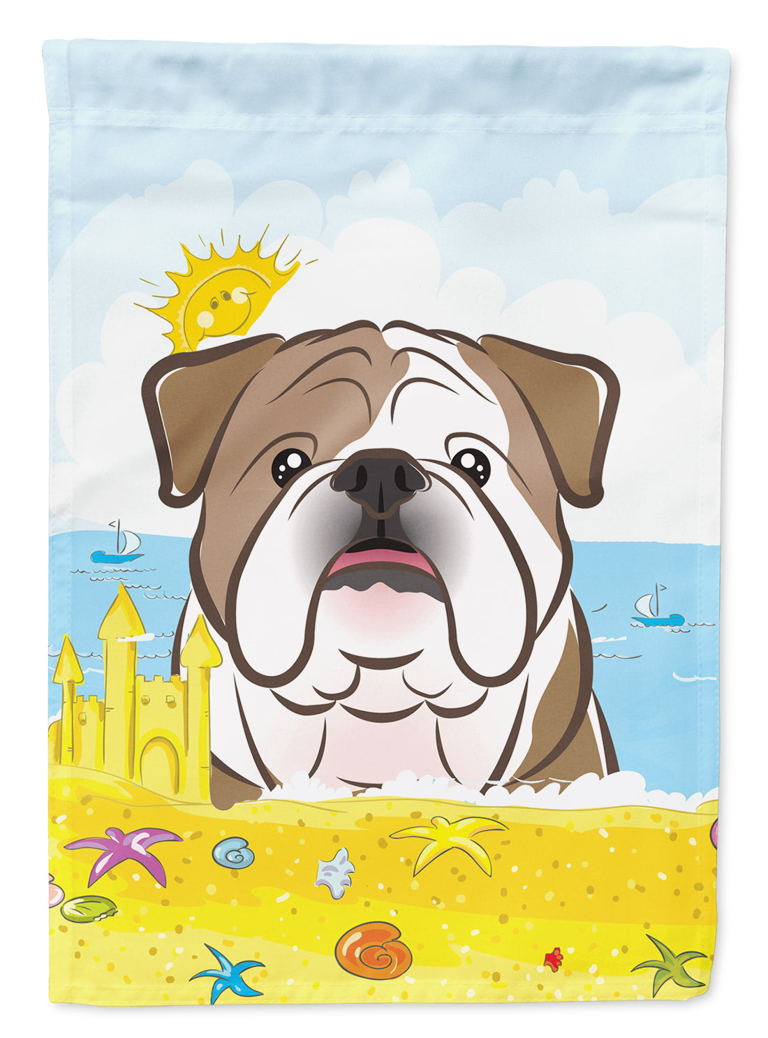 English Bulldog  Summer Beach Flag Canvas House Size BB2087CHF  the-store.com.