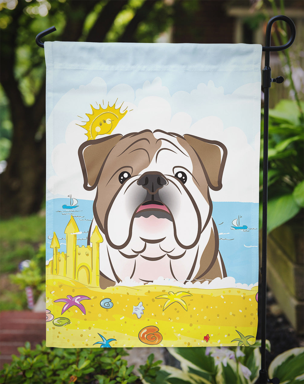 English Bulldog  Summer Beach Flag Garden Size BB2087GF