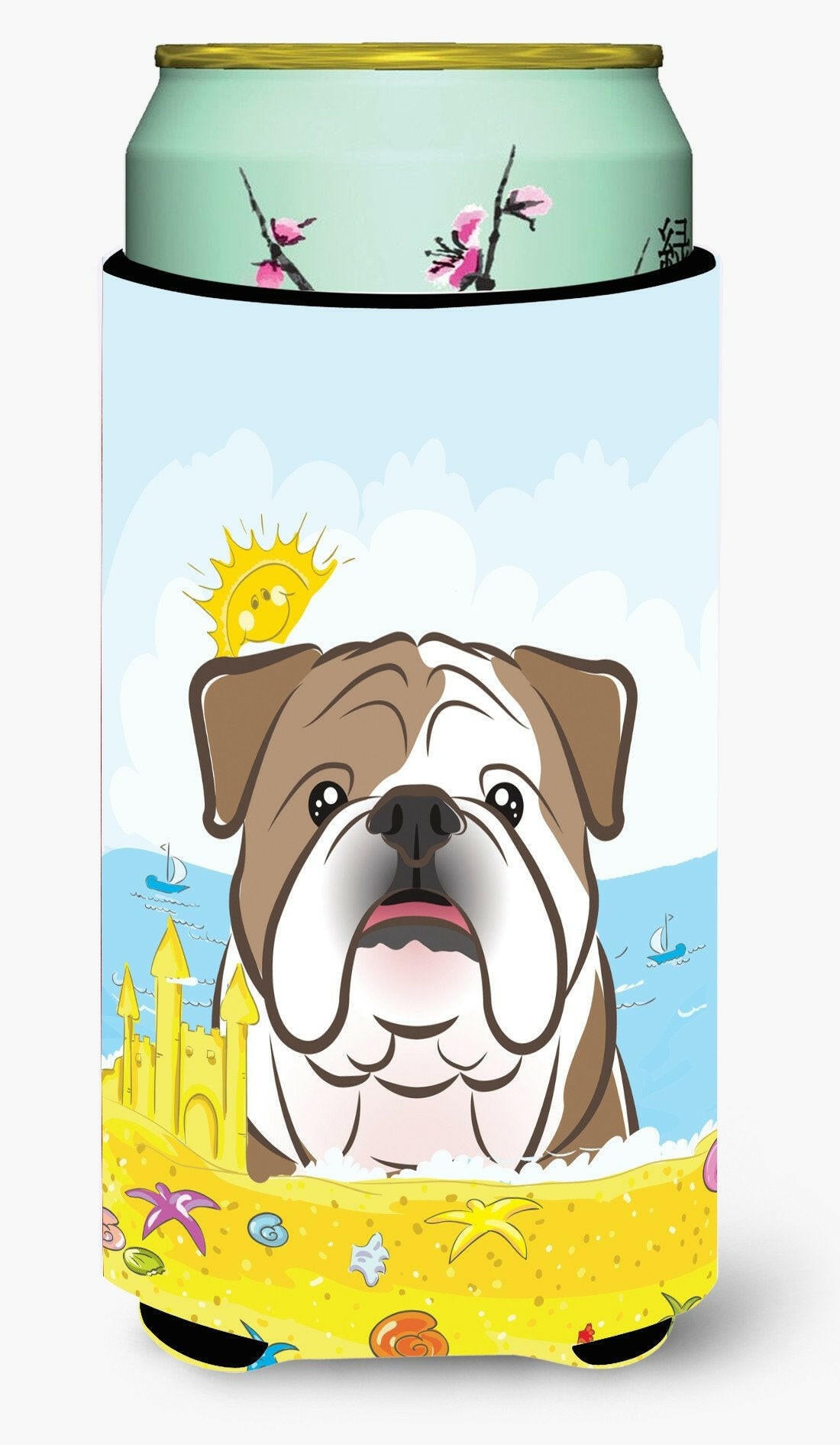 English Bulldog  Summer Beach Tall Boy Beverage Insulator  Hugger BB2087TBC by Caroline&#39;s Treasures