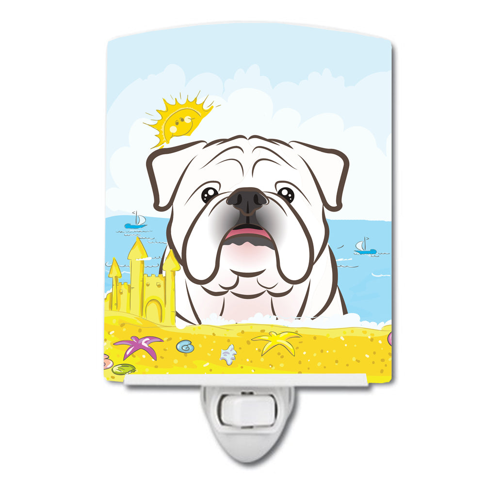 White English Bulldog  Summer Beach Ceramic Night Light BB2088CNL - the-store.com
