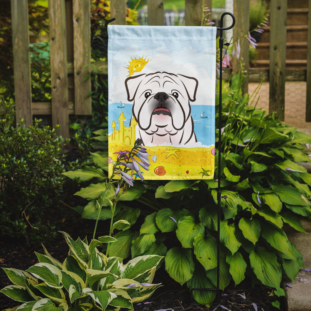White English Bulldog  Summer Beach Flag Garden Size BB2088GF