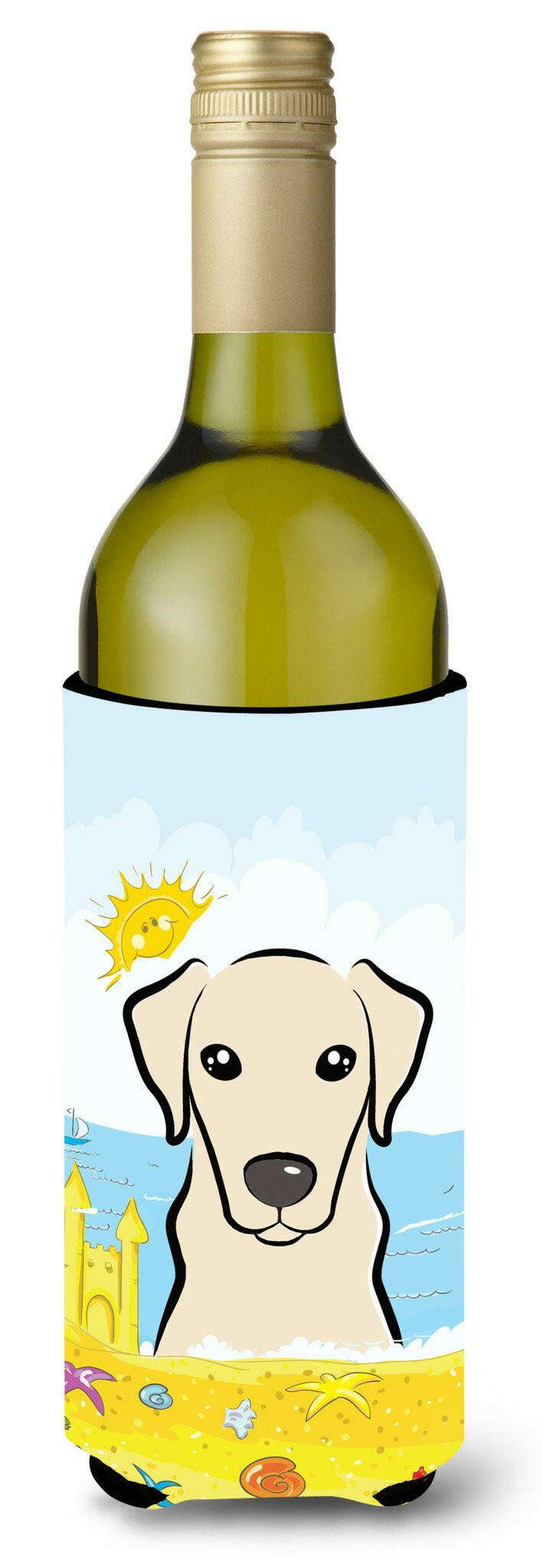 Yellow Labrador Summer Beach Wine Bottle Beverage Insulator Hugger BB2090LITERK by Caroline&#39;s Treasures