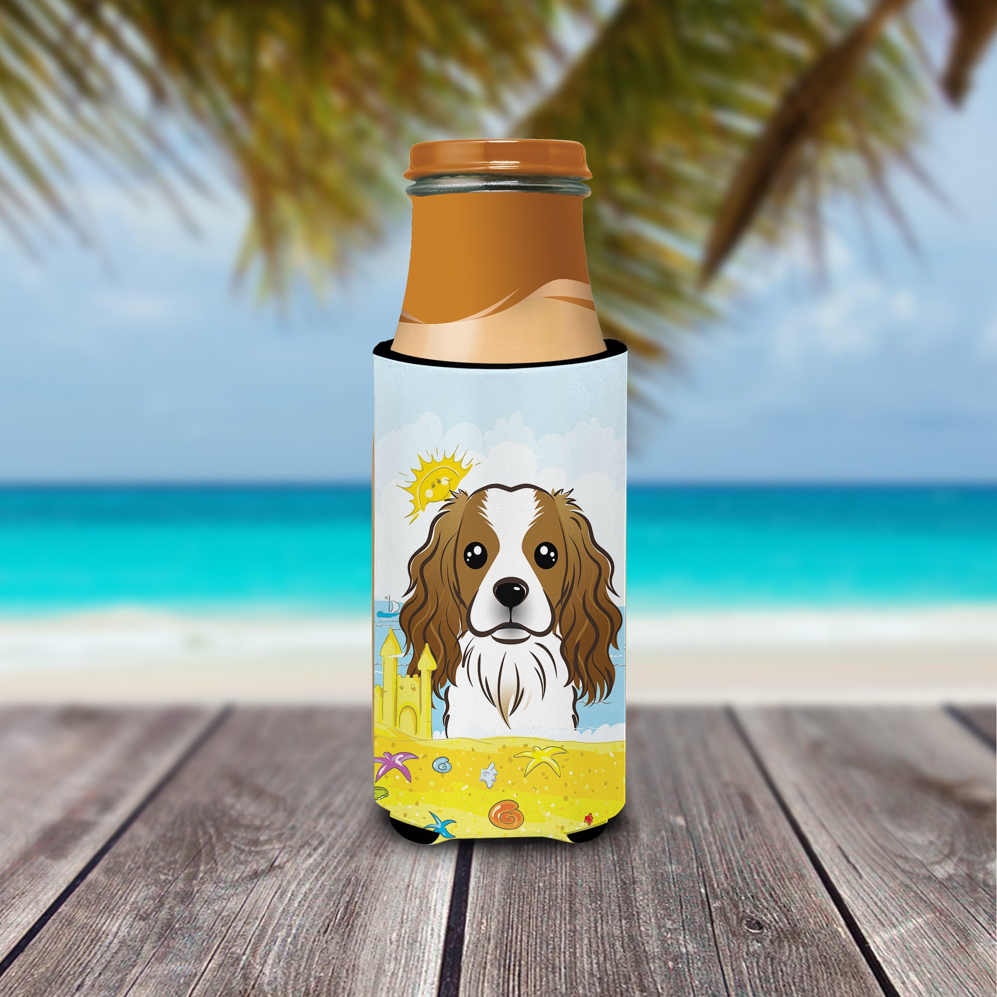 Cavalier Spaniel Summer Beach Michelob Ultra Beverage Isolateur pour canettes minces BB2092MUK