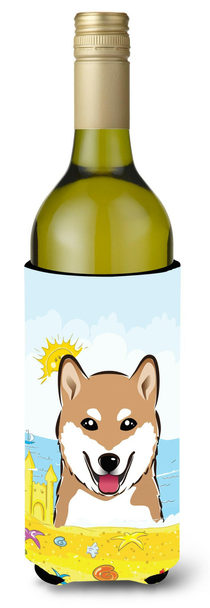 Shiba Inu Summer Beach Wine Bottle Beverage Insulator Hugger BB2093LITERK by Caroline&#39;s Treasures