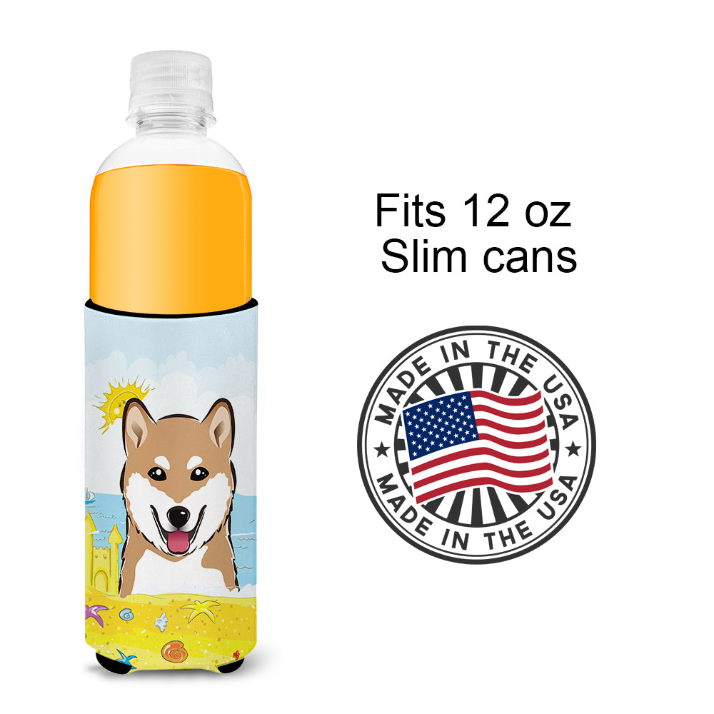 Shiba Inu Summer Beach  Ultra Beverage Insulator for slim cans BB2093MUK  the-store.com.