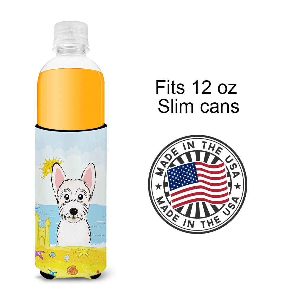 Westie Summer Beach  Ultra Beverage Insulator for slim cans BB2094MUK