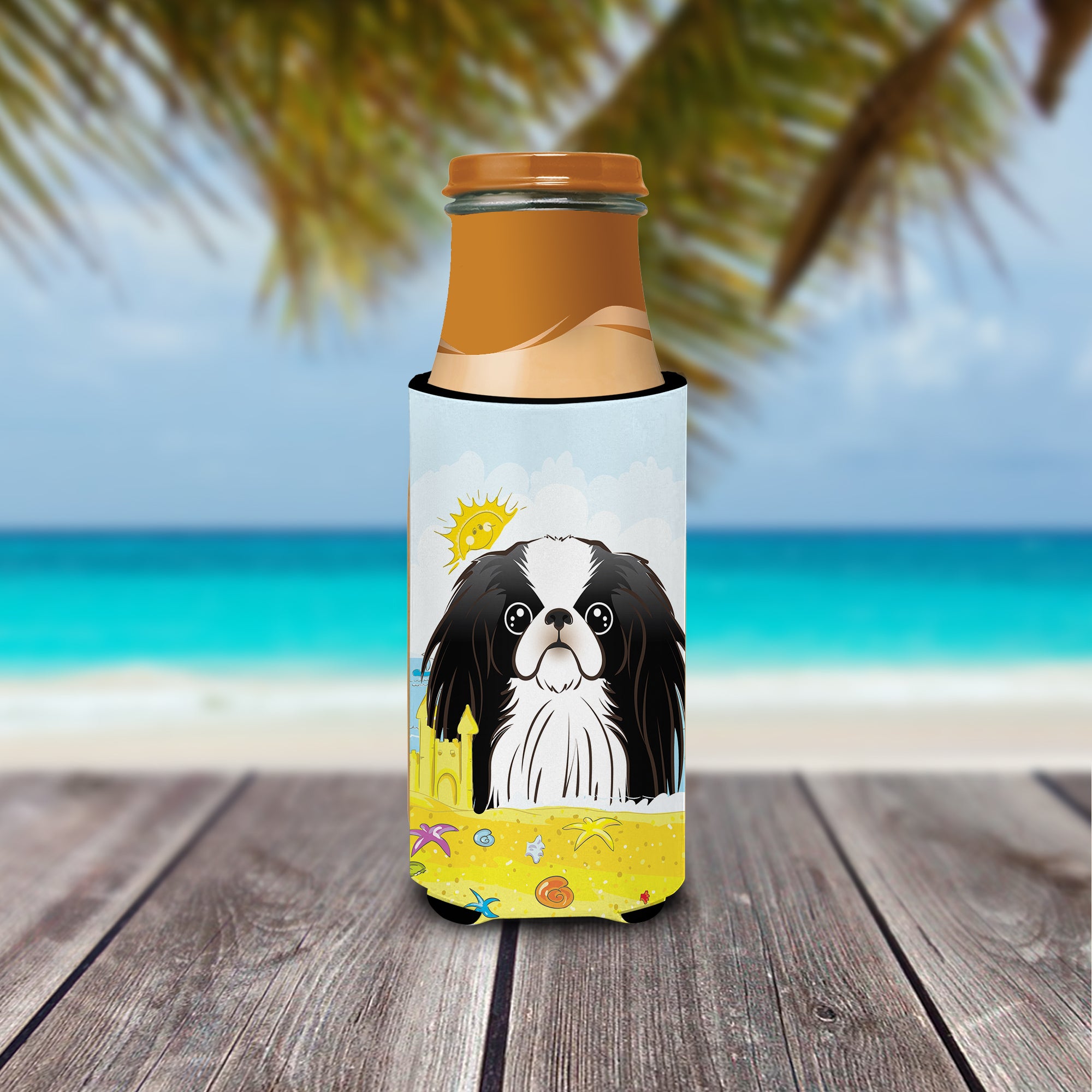 Japanese Chin Summer Beach  Ultra Beverage Insulator for slim cans BB2098MUK
