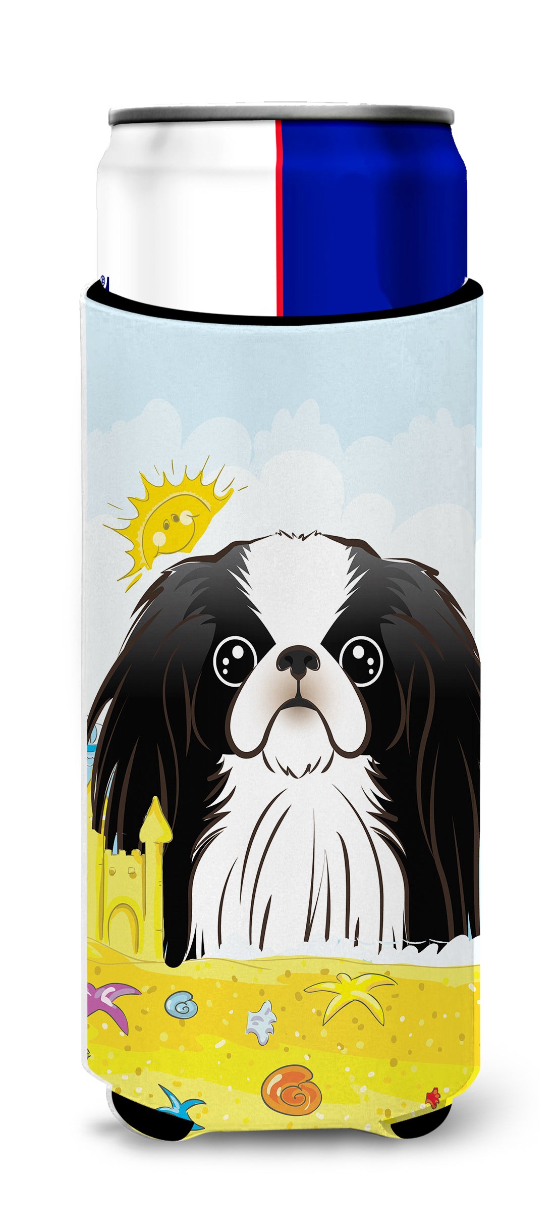 Japanese Chin Summer Beach  Ultra Beverage Insulator for slim cans BB2098MUK  the-store.com.