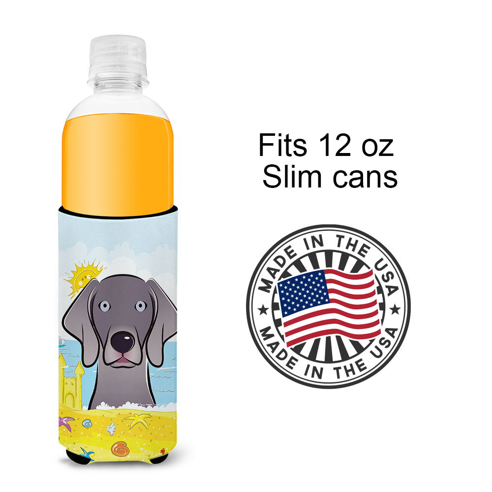 Weimaraner Summer Beach  Ultra Beverage Insulator for slim cans BB2099MUK