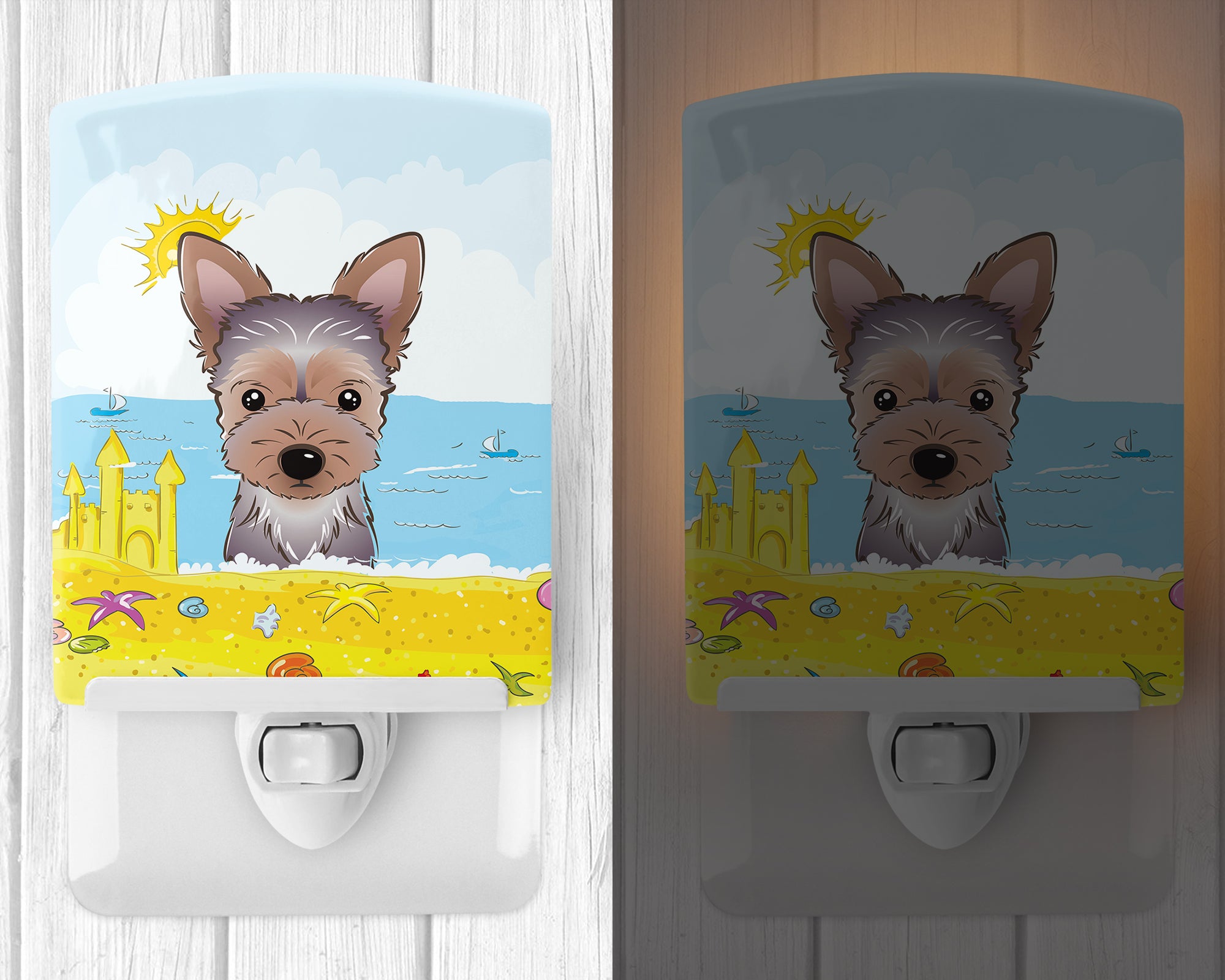 Yorkie Puppy Summer Beach Ceramic Night Light BB2100CNL - the-store.com