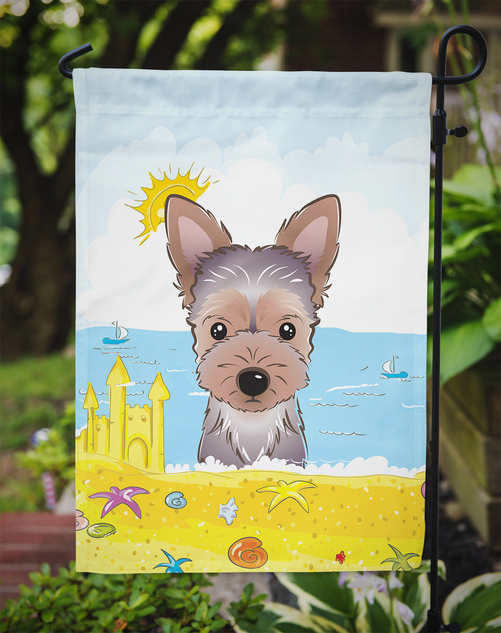 Yorkie Puppy Summer Beach Flag Garden Size BB2100GF