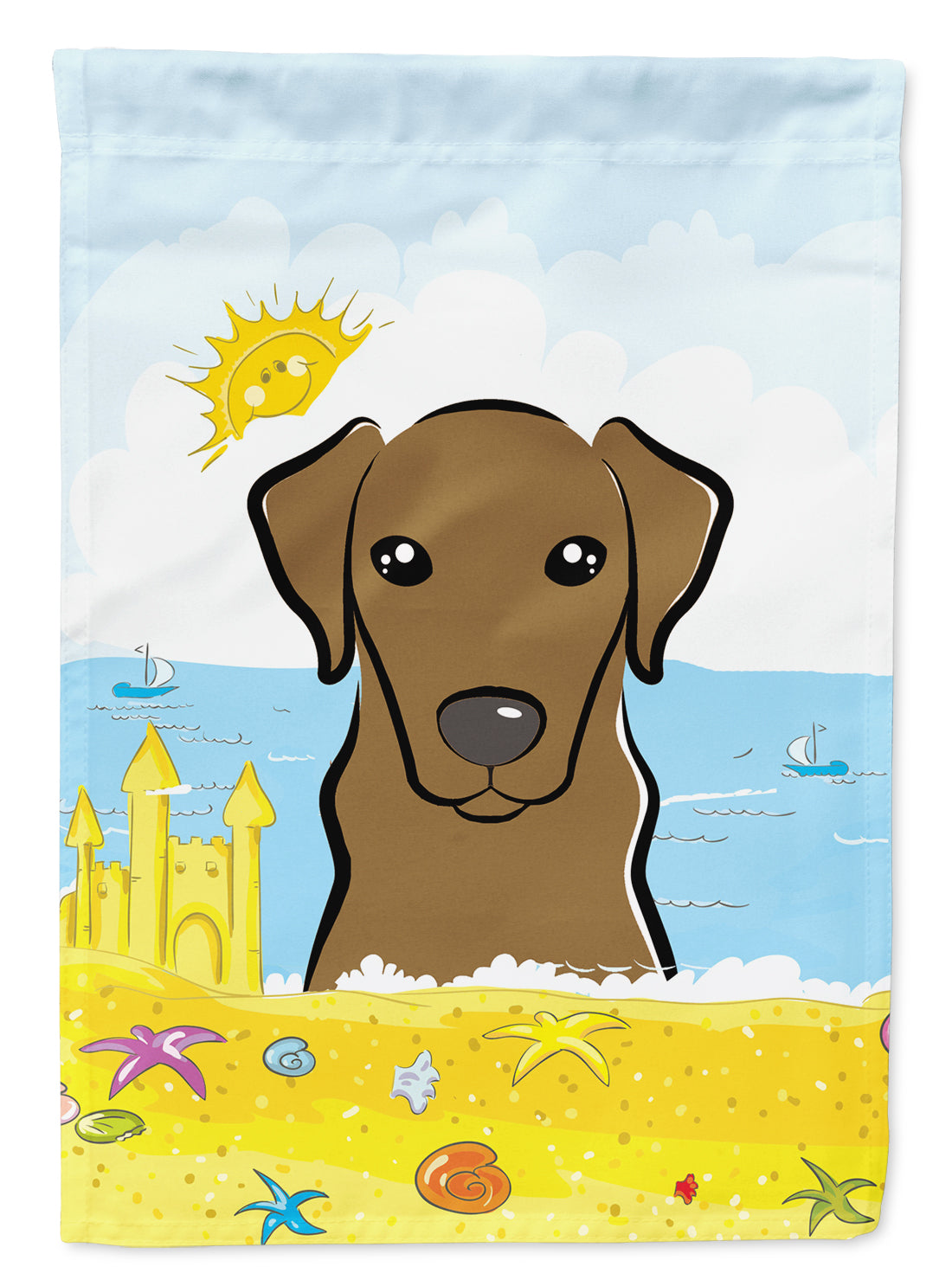 Chocolate Labrador Summer Beach Flag Garden Size BB2102GF.
