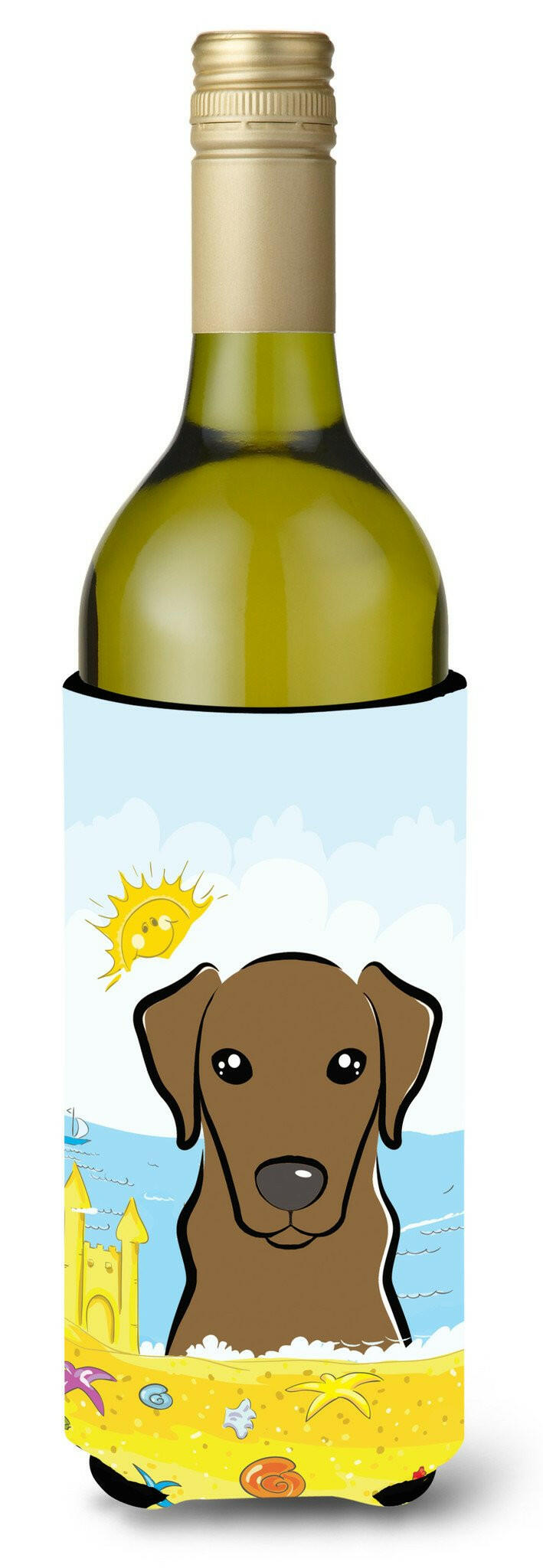 Chocolate Labrador Summer Beach Wine Bottle Beverage Insulator Hugger BB2102LITERK by Caroline&#39;s Treasures