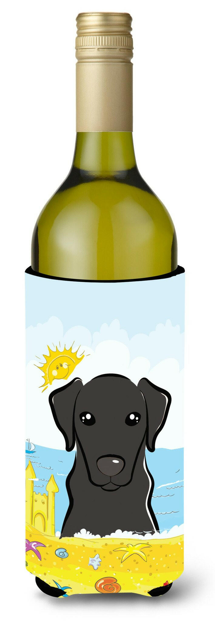 Black Labrador Summer Beach Wine Bottle Beverage Insulator Hugger BB2103LITERK by Caroline&#39;s Treasures