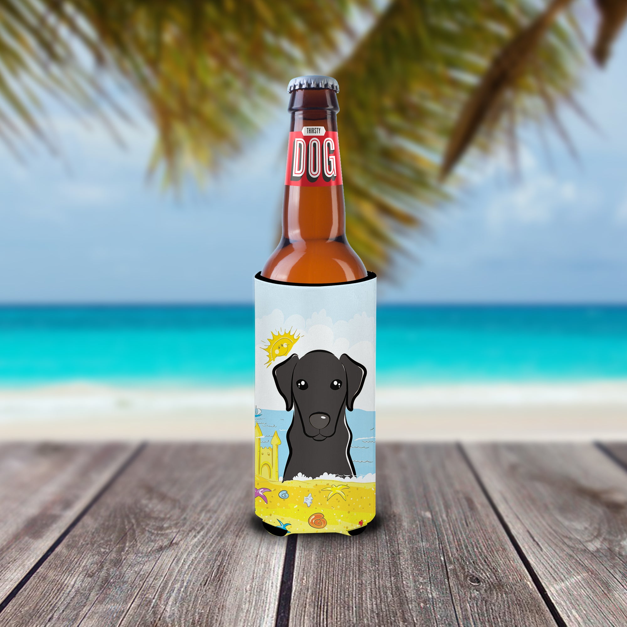 Black Labrador Summer Beach Michelob Ultra Beverage Isolateur pour canettes minces BB2103MUK