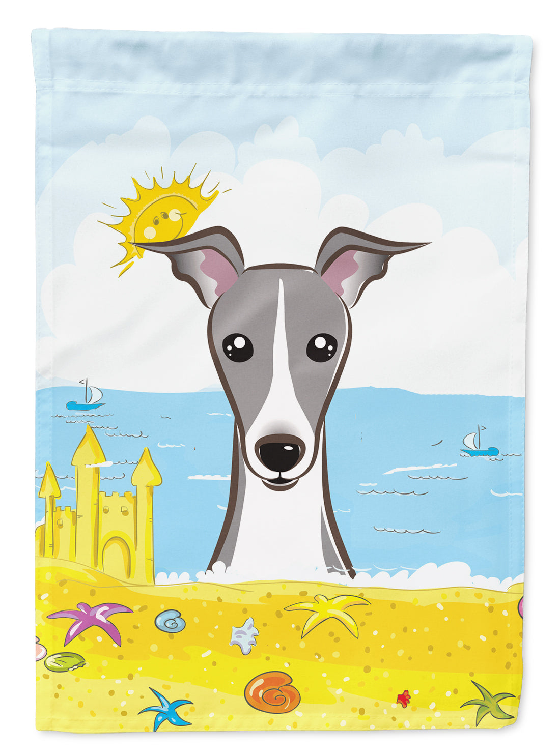 Italian Greyhound Summer Beach Flag Canvas House Size BB2104CHF  the-store.com.