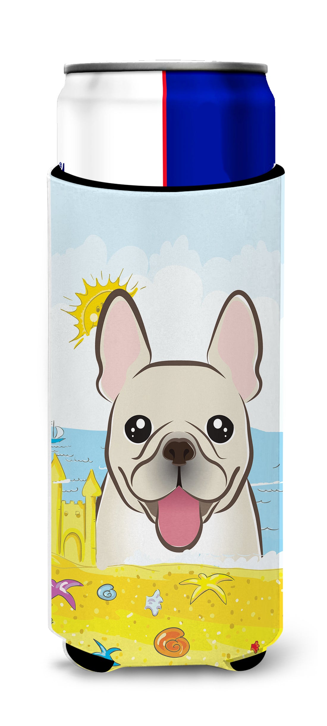 French Bulldog Summer Beach Michelob Ultra Beverage Isolateur pour canettes minces BB2106MUK