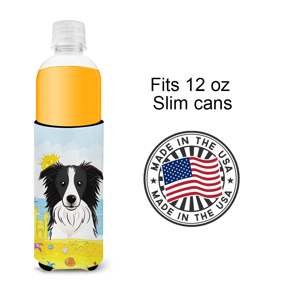 Border Collie Summer Beach  Ultra Beverage Insulator for slim cans BB2109MUK  the-store.com.