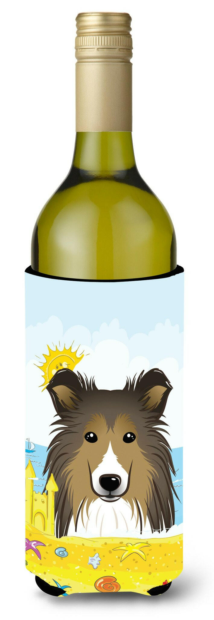 Sheltie Summer Beach Wine Bottle Beverage Insulator Hugger BB2110LITERK by Caroline&#39;s Treasures