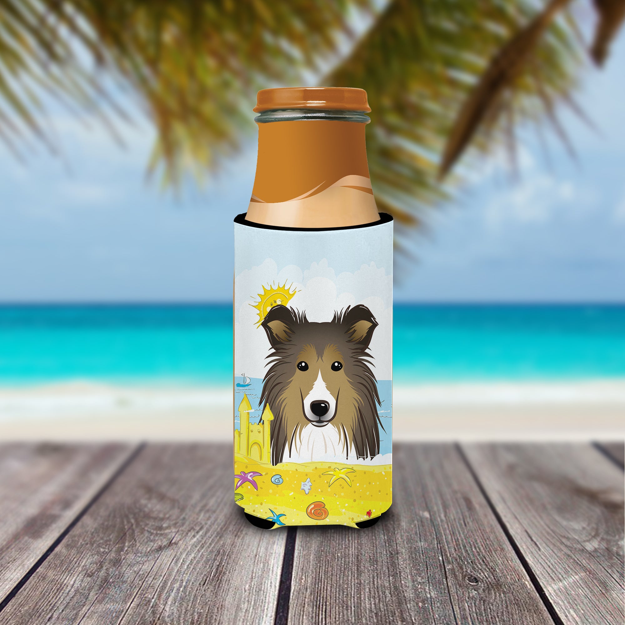 Sheltie Summer Beach  Ultra Beverage Insulator for slim cans BB2110MUK