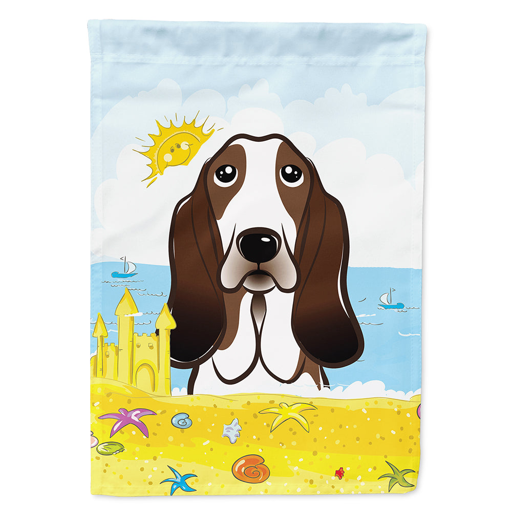 Basset Hound Summer Beach Flag Canvas House Size BB2111CHF