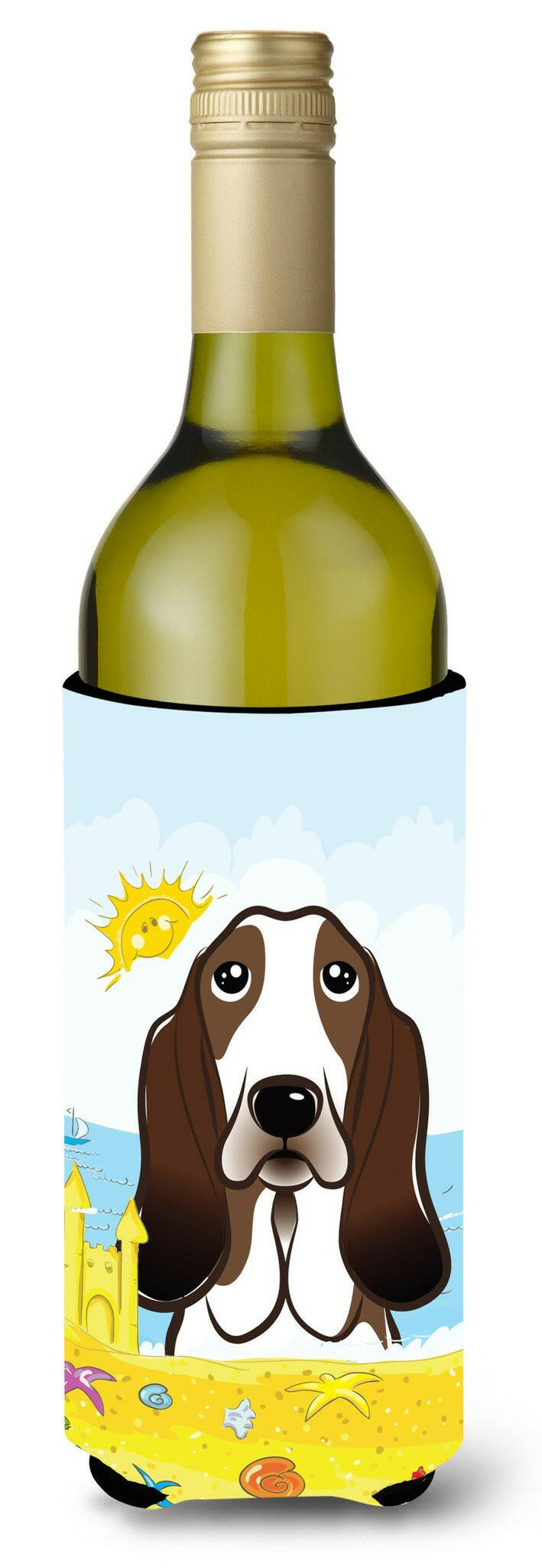 Basset Hound Summer Beach Wine Bottle Beverage Insulator Hugger BB2111LITERK by Caroline&#39;s Treasures
