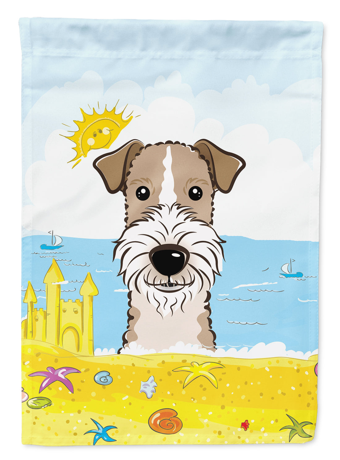 Fox Terrier à poil dur Drapeau de plage d&#39;été Taille de jardin BB2115GF