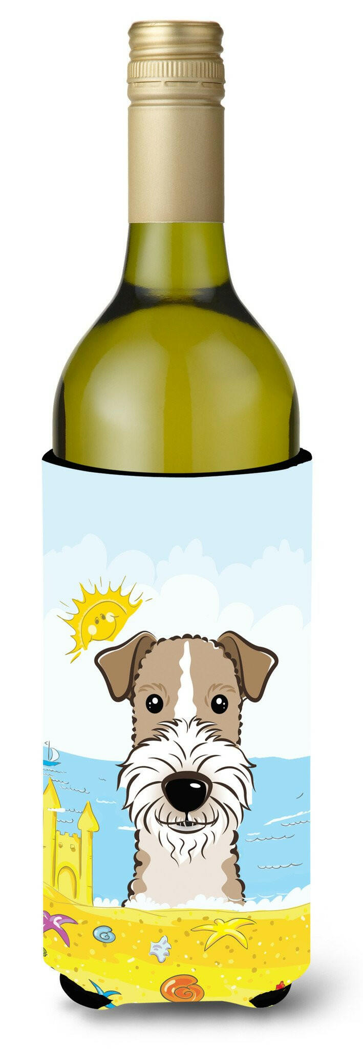 Wire Haired Fox Terrier Summer Beach Wine Bottle Beverage Insulator Hugger BB2115LITERK by Caroline&#39;s Treasures