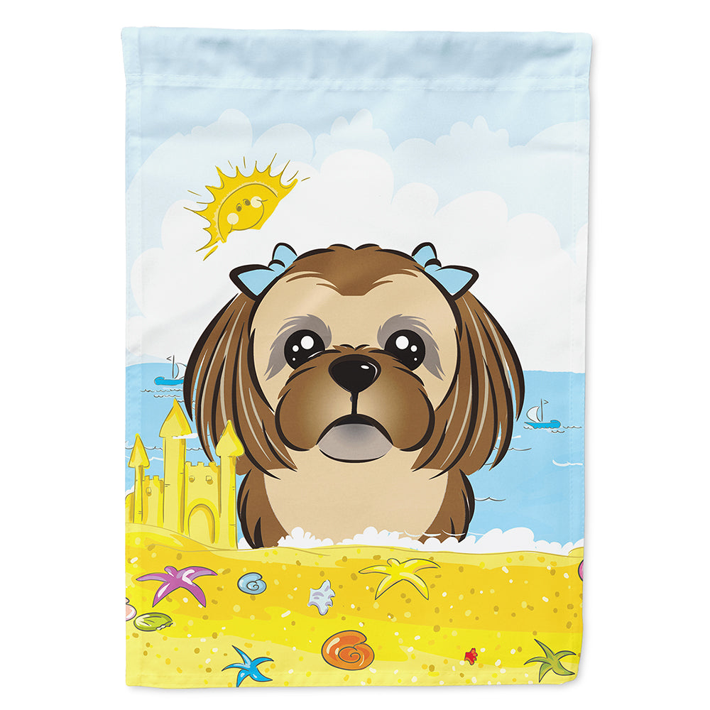 Chocolate Brown Shih Tzu Summer Beach Flag Canvas House Size BB2117CHF