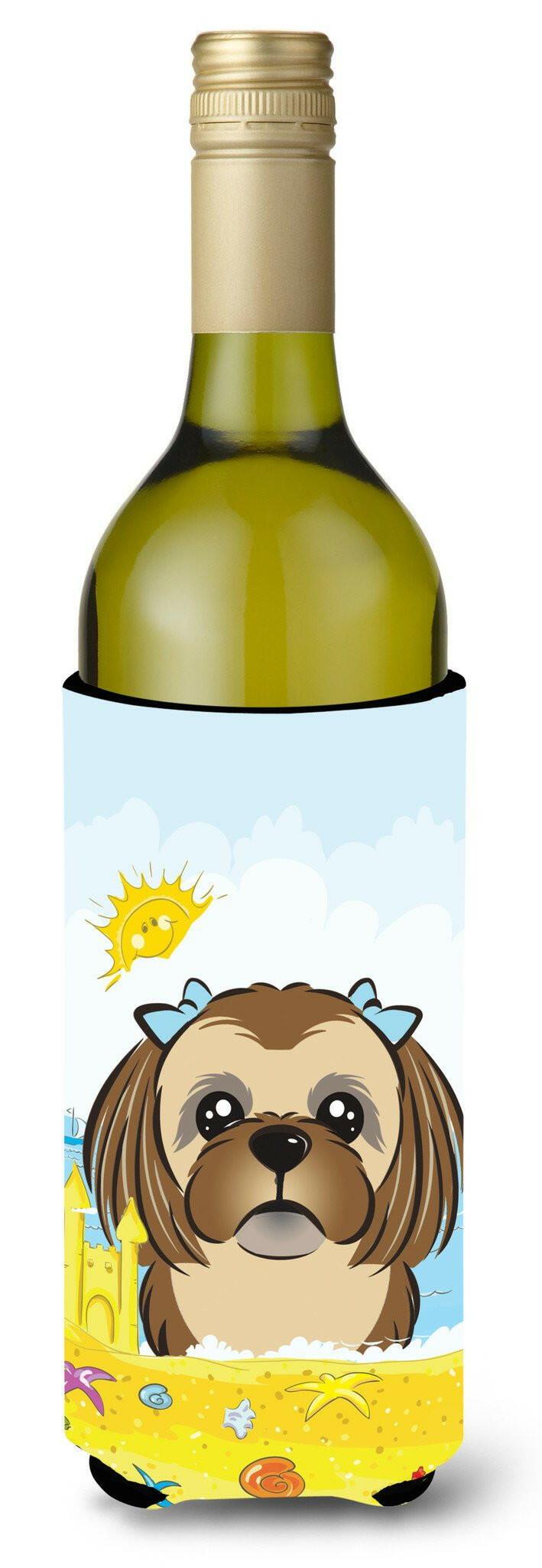 Chocolate Brown Shih Tzu Summer Beach Wine Bottle Beverage Insulator Hugger BB2117LITERK by Caroline&#39;s Treasures