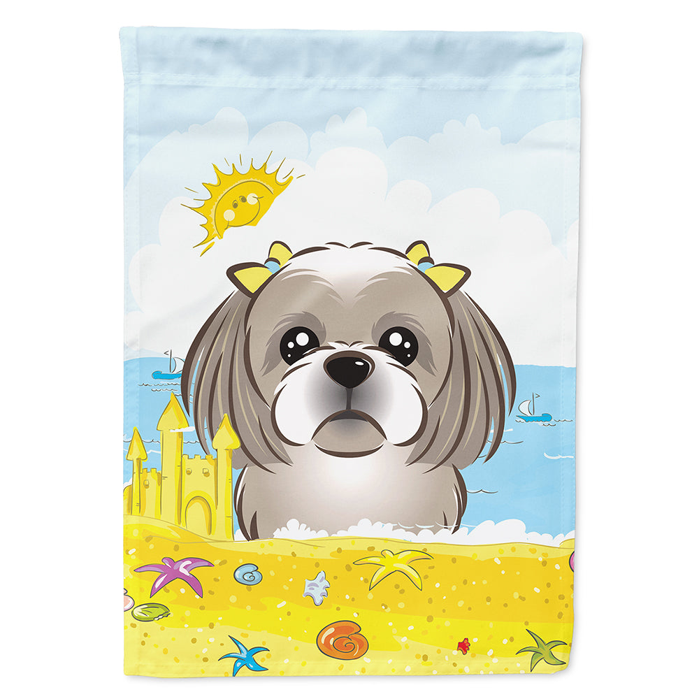 Gray Silver Shih Tzu Summer Beach Flag Canvas House Size BB2118CHF