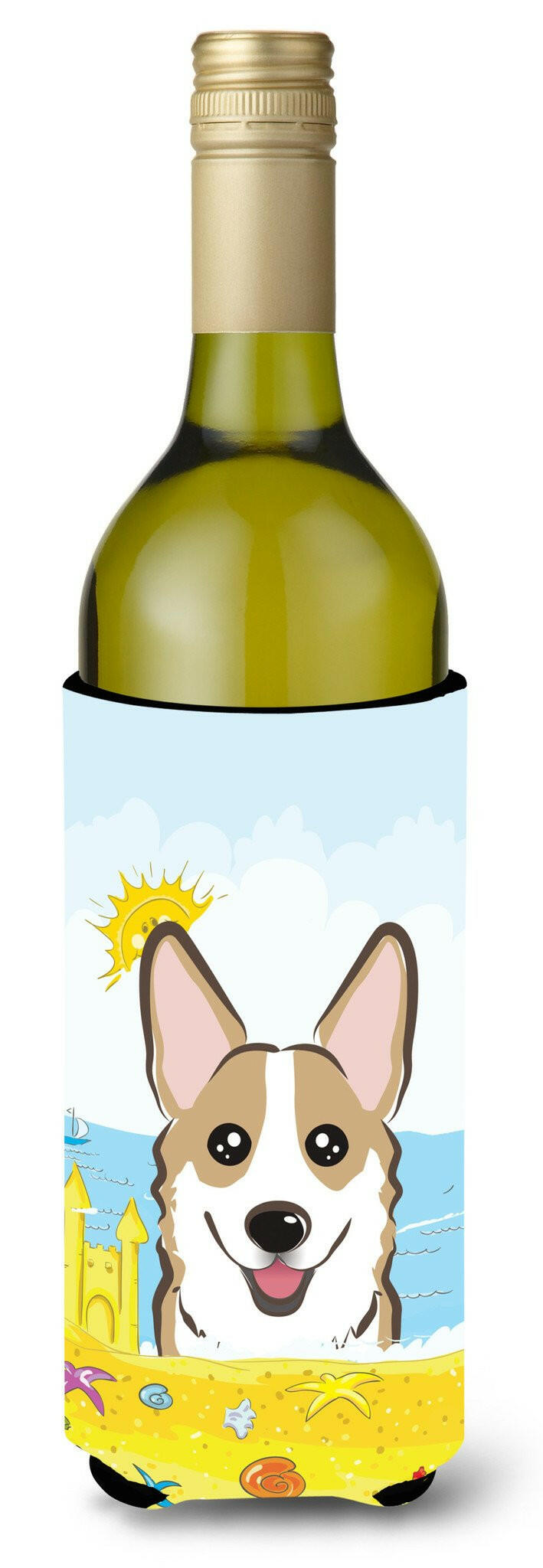 Sable Corgi Summer Beach Wine Bottle Beverage Insulator Hugger BB2121LITERK by Caroline&#39;s Treasures