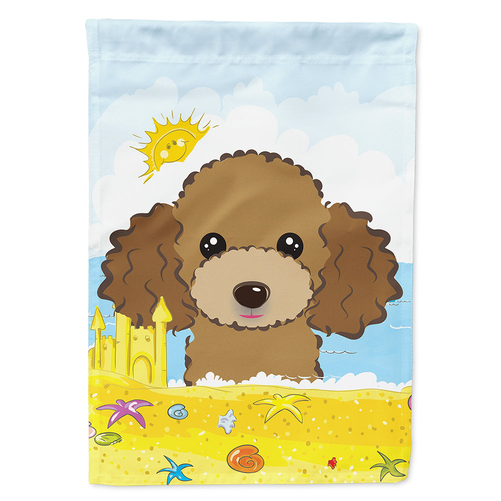 Chocolate Brown Poodle Summer Beach Flag Canvas House Size BB2124CHF