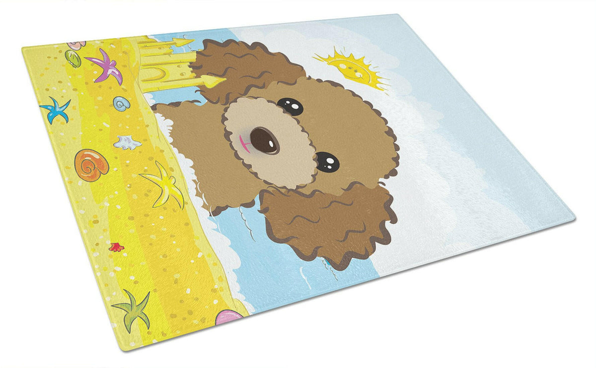Chocolate Brown Poodle Summer Beach Glass Cutting Board Large BB2124LCB by Caroline&#39;s Treasures
