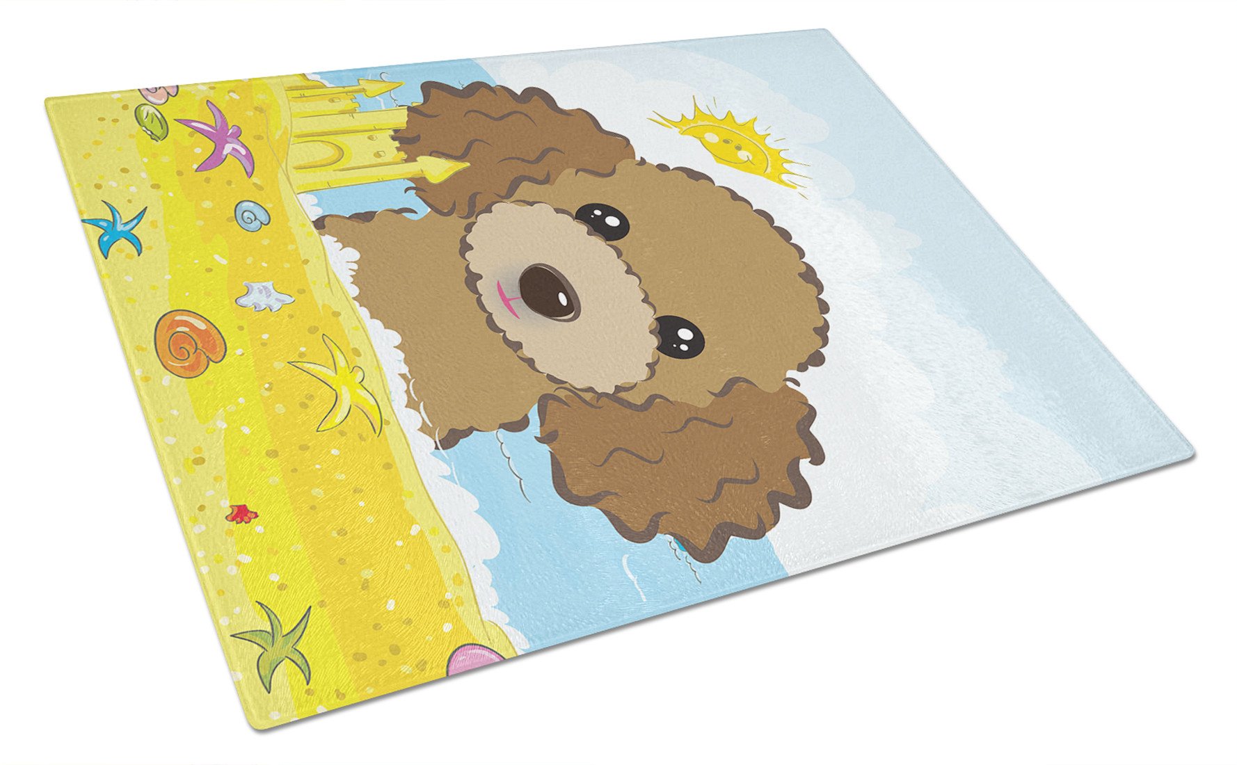 Chocolate Brown Poodle Summer Beach Glass Cutting Board Large BB2124LCB by Caroline's Treasures