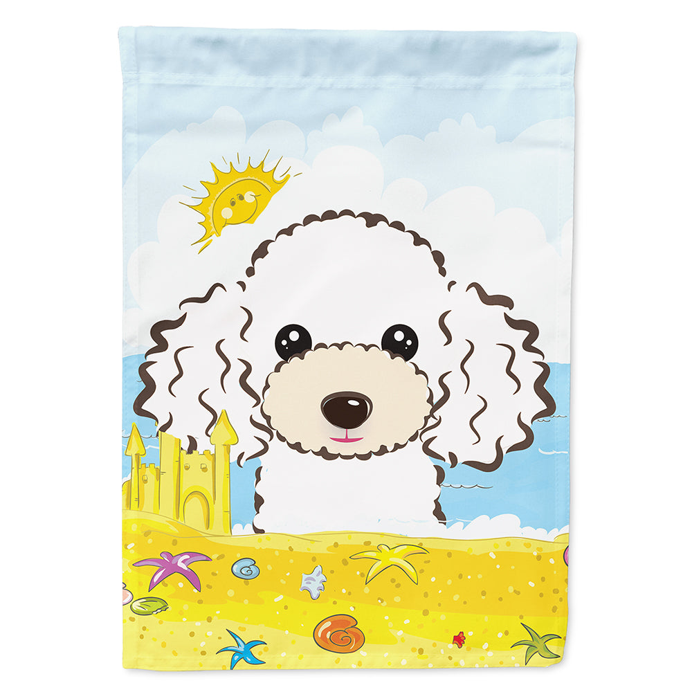 White Poodle Summer Beach Flag Canvas House Size BB2125CHF