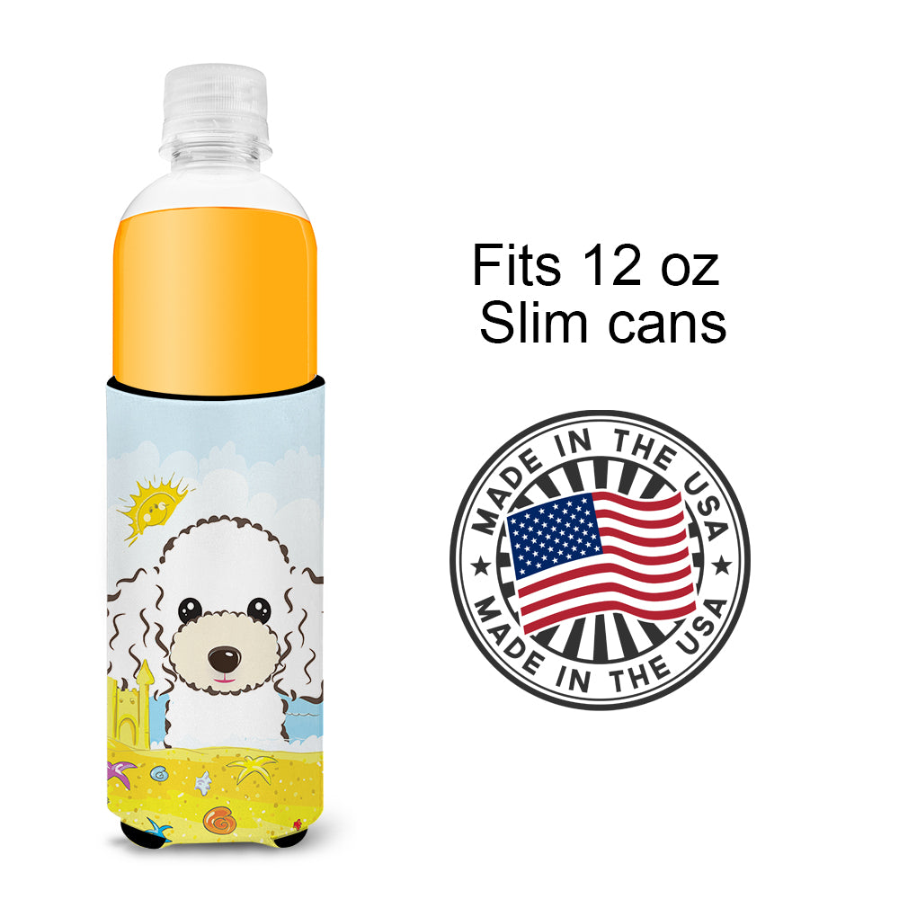 White Poodle Summer Beach Michelob Ultra Beverage Isolateur pour canettes minces BB2125MUK