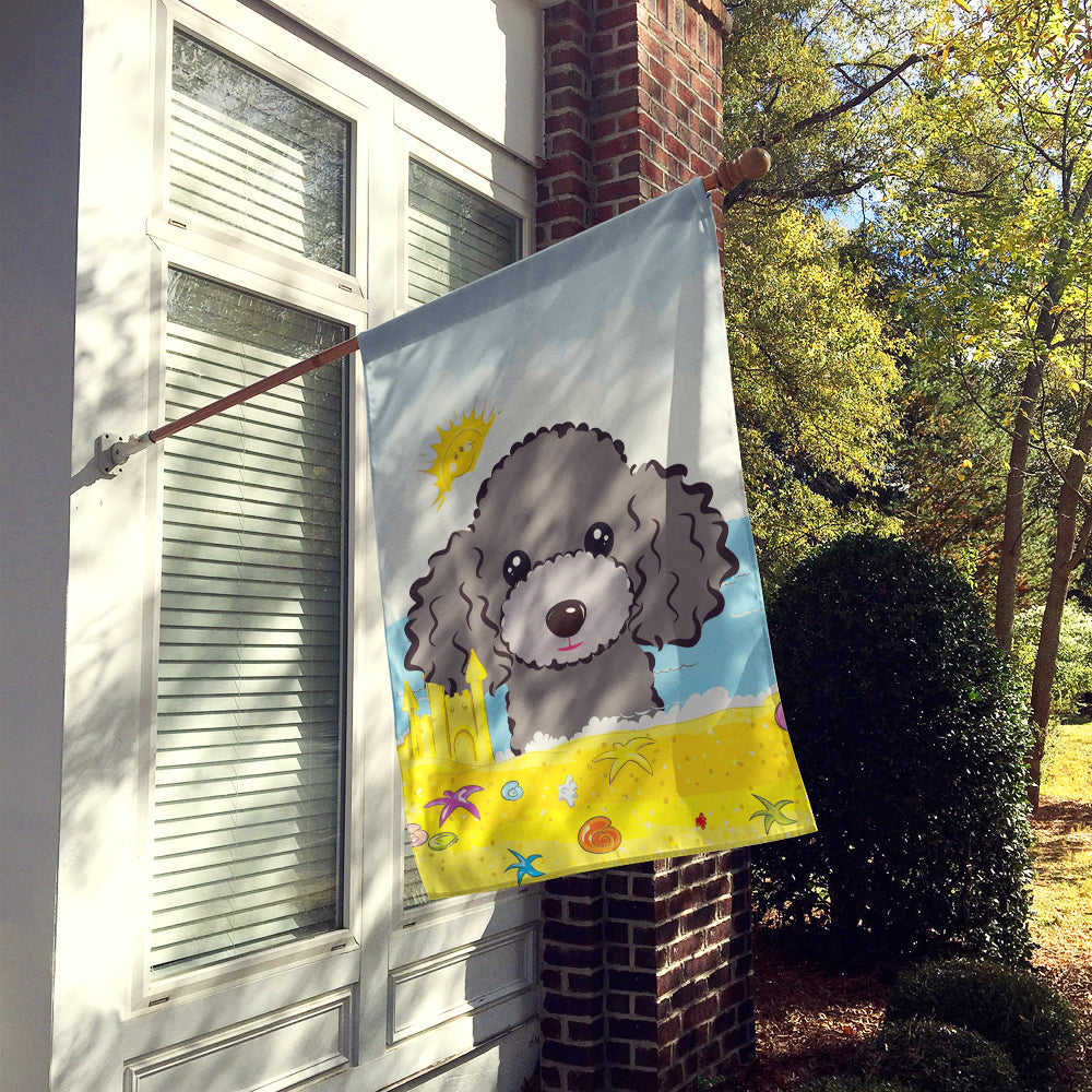 Silver Gray Poodle Summer Beach Flag Canvas House Size BB2127CHF