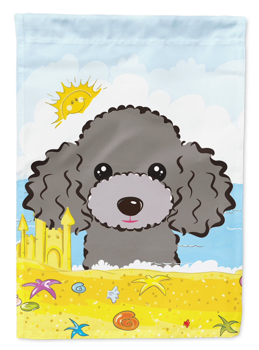 Silver Gray Poodle Summer Beach Flag Garden Size BB2127GF