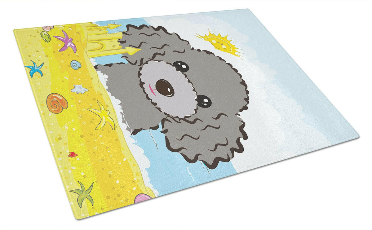 Silver Gray Poodle Summer Beach Glass Cutting Board Large BB2127LCB by Caroline&#39;s Treasures
