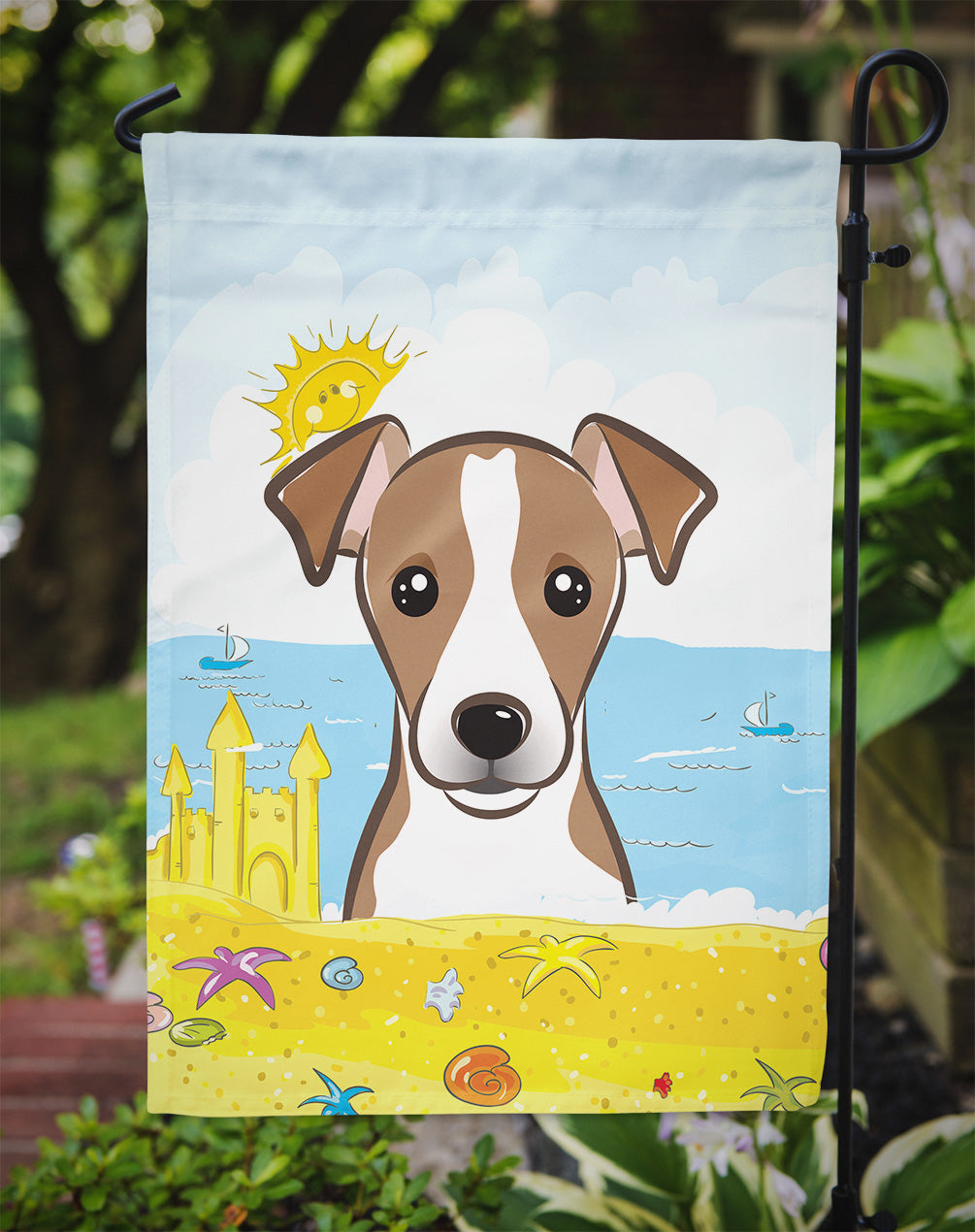 Jack Russell Terrier Summer Beach Flag Garden Size BB2128GF.