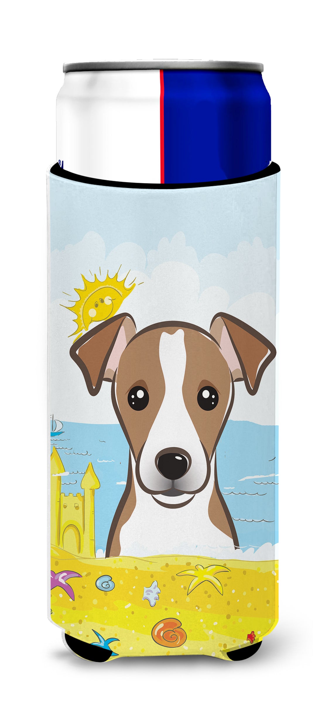 Jack Russell Terrier Summer Beach  Ultra Beverage Insulator for slim cans BB2128MUK  the-store.com.