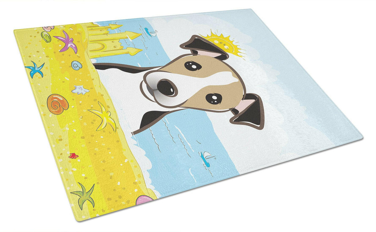 Jack Russell Terrier Summer Beach Glass Cutting Board Large BB2129LCB by Caroline&#39;s Treasures