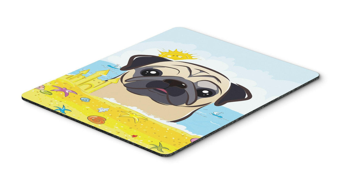 Fawn Pug Summer Beach Mouse Pad, Hot Pad or Trivet BB2130MP by Caroline&#39;s Treasures
