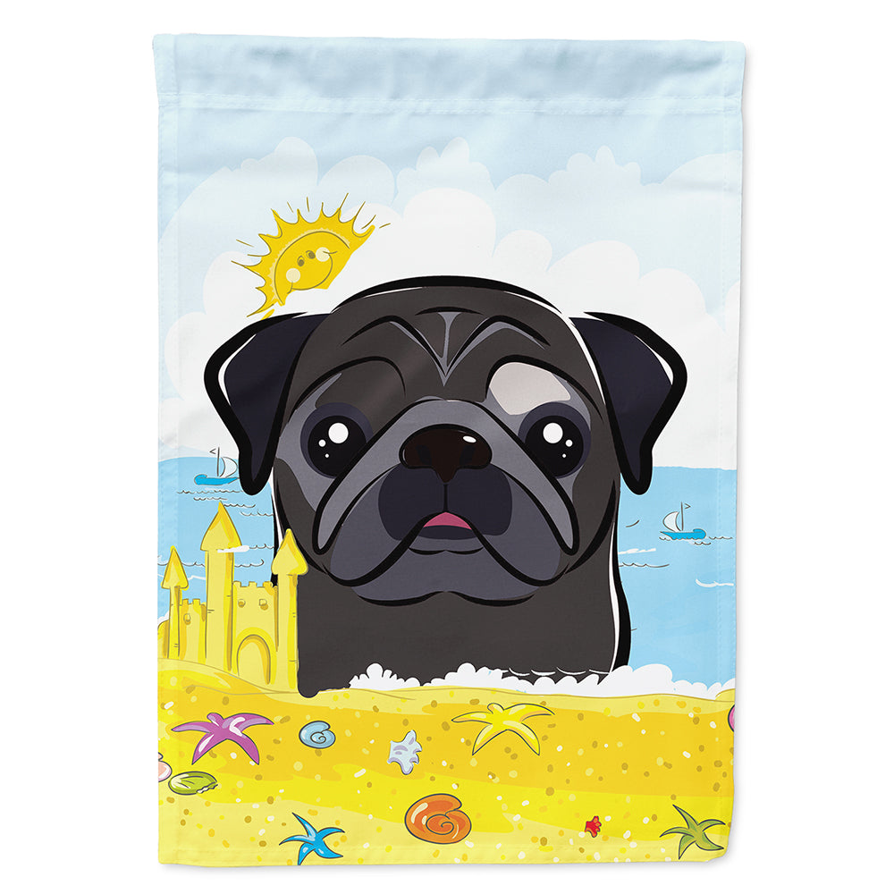 Black Pug Summer Beach Flag Canvas House Size BB2131CHF