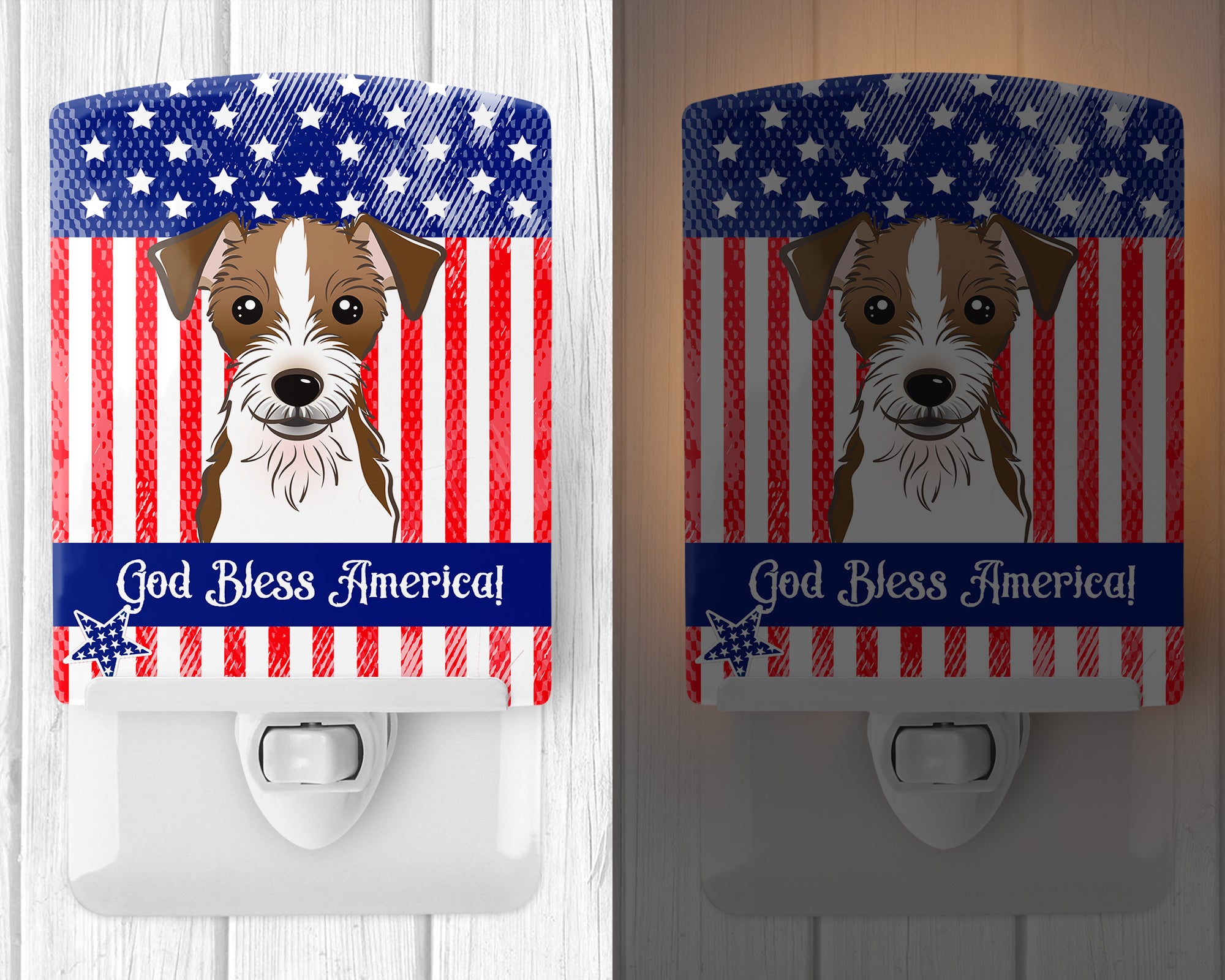 American Flag and Jack Russell Terrier Ceramic Night Light BB2132CNL - the-store.com